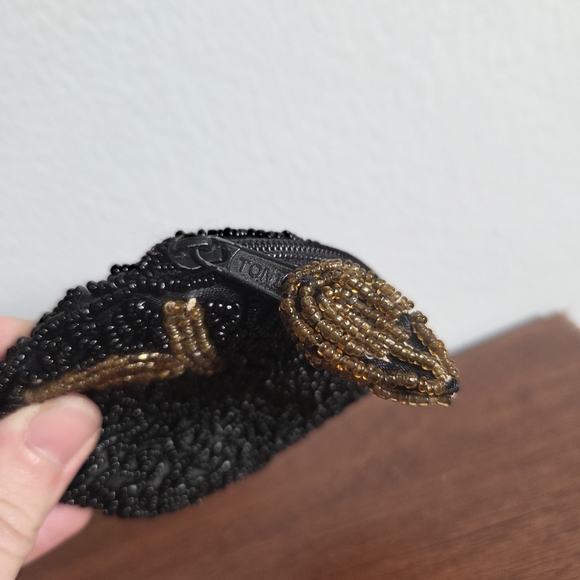 Vintage Small Black and Gold Beaded Coin Purse - Picture 3 of 8